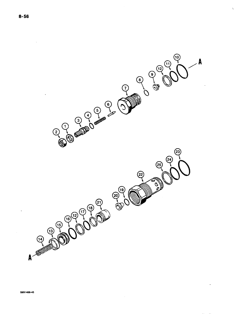 Схема запчастей Case W30 - (8-56) - MAIN RELIEF VALVE - S300885 (08) - HYDRAULICS