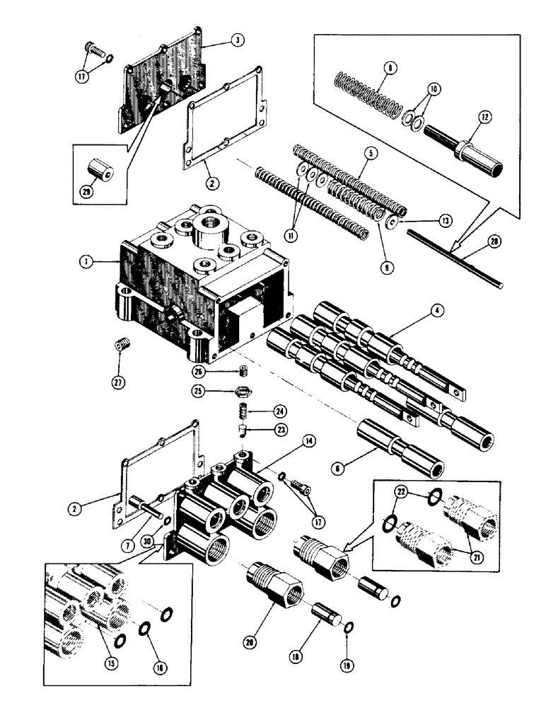 Схема запчастей Case 600 - (290) - TRANSMISSION CONTROL VALVE ASSEMBLY, HOUSING, COVERS, SPOOLS, SPRINGS, SEALS (07) - HYDRAULIC SYSTEM