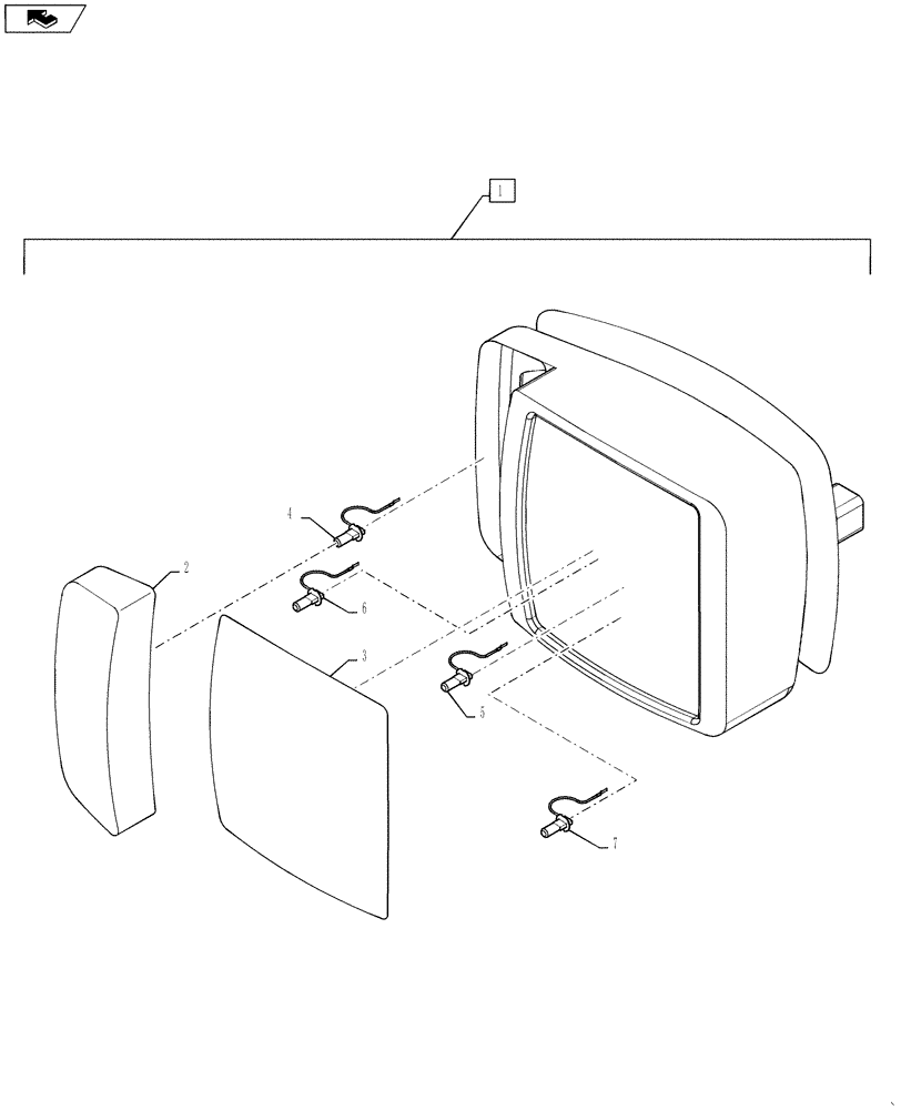 Схема запчастей Case 621F - (55.404.03[01]) - FRONT LIGHT ASSEMBLY (55) - ELECTRICAL SYSTEMS