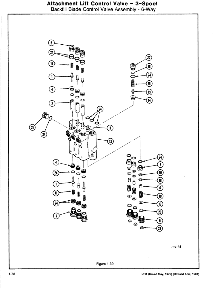 Схема запчастей Case DH4 - (1-78) - ATTACHMENT LIFT CONTROL VALVE - 3-SPOOL, BACKFILL BLADE CONTROL VALVE ASSEMBLY- 6 WAY (35) - HYDRAULIC SYSTEMS