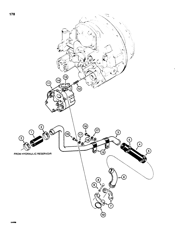 Схема запчастей Case 855C - (178) - EQUIPMENT HYDRAULIC CIRCUIT, RESERVOIR TO PUMP (07) - HYDRAULIC SYSTEM