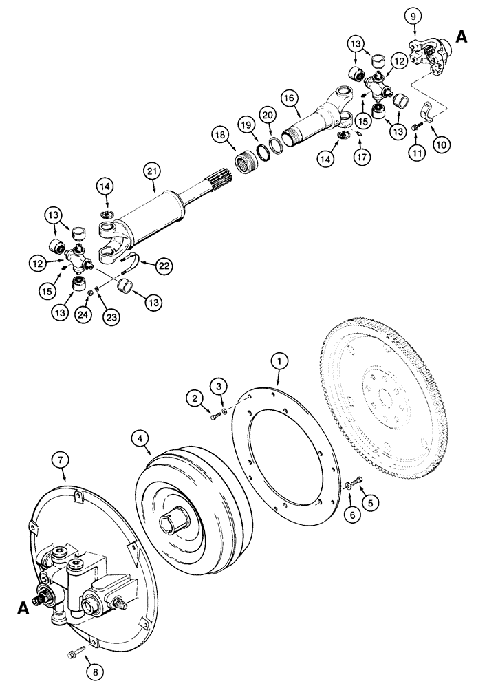 Схема запчастей Case 850E - (6-02) - TORQUE CONVERTER, ADAPTER PLATE AND DRIVE SHAFT (06) - POWER TRAIN