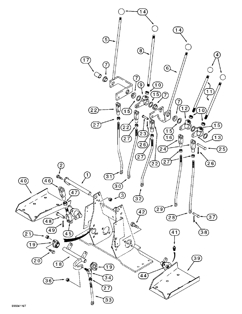 Схема запчастей Case 570LXT - (9-020) - BACKHOE CONTROLS WITH FOOT SWING, WITH NON-EXTENDABLE DIPPER USED W/180378A1 CONTROL TOWER SUPPORT (09) - CHASSIS/ATTACHMENTS