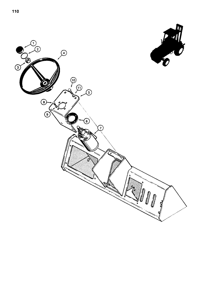 Схема запчастей Case 586D - (110) - STEERING WHEEL AND COLUMN (41) - STEERING