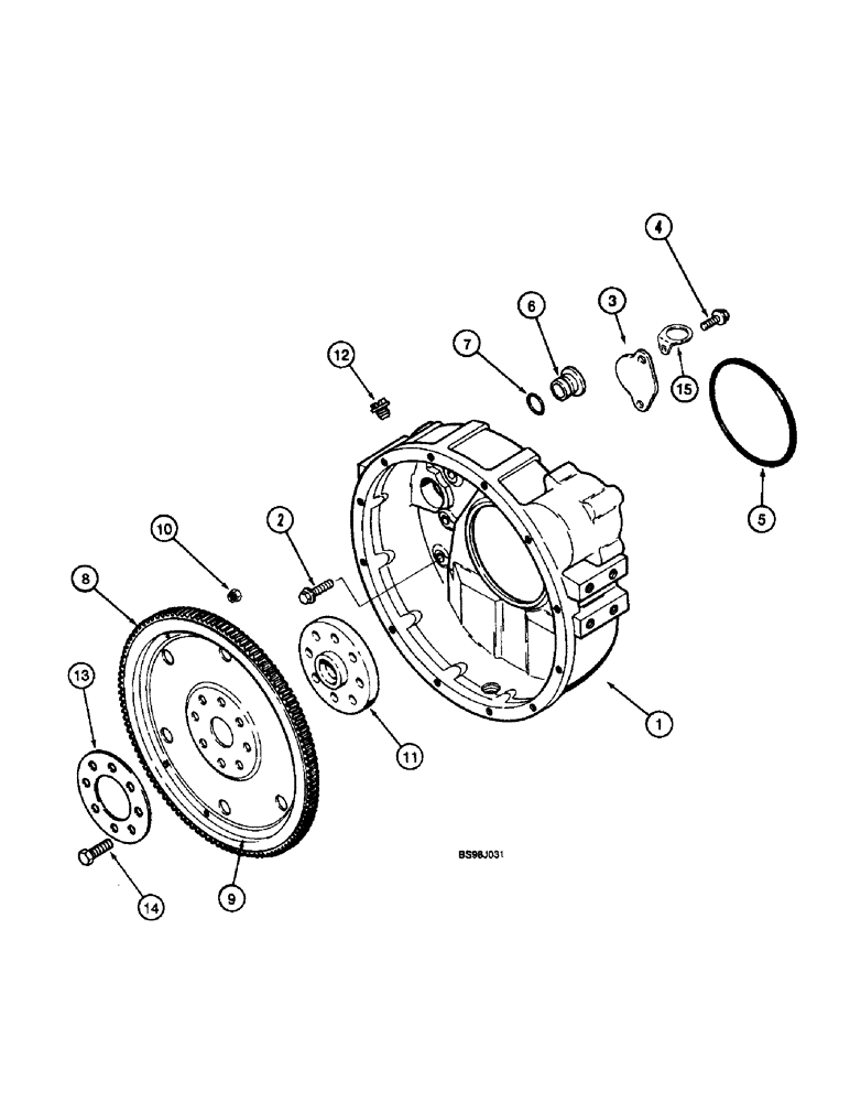 Схема запчастей Case 570LXT - (2-54) - FLYWHEEL AND HOUSING, 4-390 EMISSIONS CERTIFIED ENGINE,4T-390 EMISSIONS CERTIFIED ENGINE (02) - ENGINE