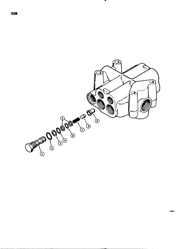 Схема запчастей Case 580C - (328) - PARKER LOADER CONTROL VALVE, LOAD CHECK VALVE (08) - HYDRAULICS