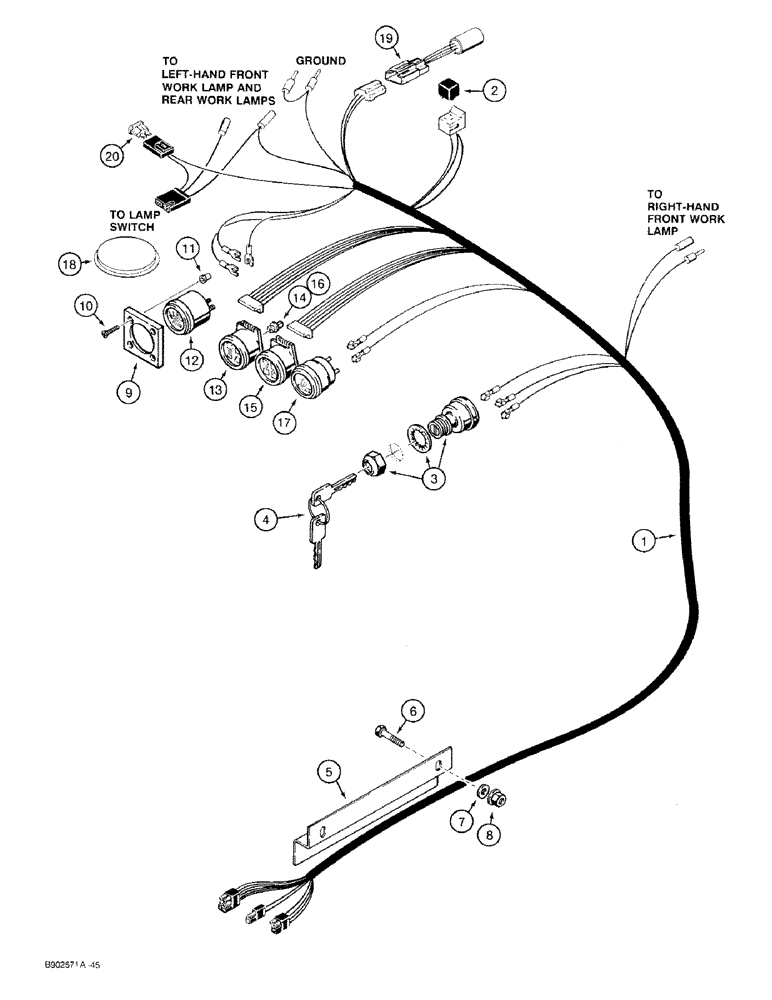 Схема запчастей Case 1818 - (4-14) - FRONT HARNESS AND GAUGES, DIESEL MODELS ONLY (04) - ELECTRICAL SYSTEMS