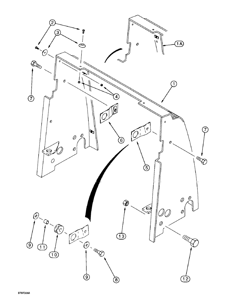 Схема запчастей Case 580SL - (9-068) - RADIATOR WRAPPER (09) - CHASSIS/ATTACHMENTS