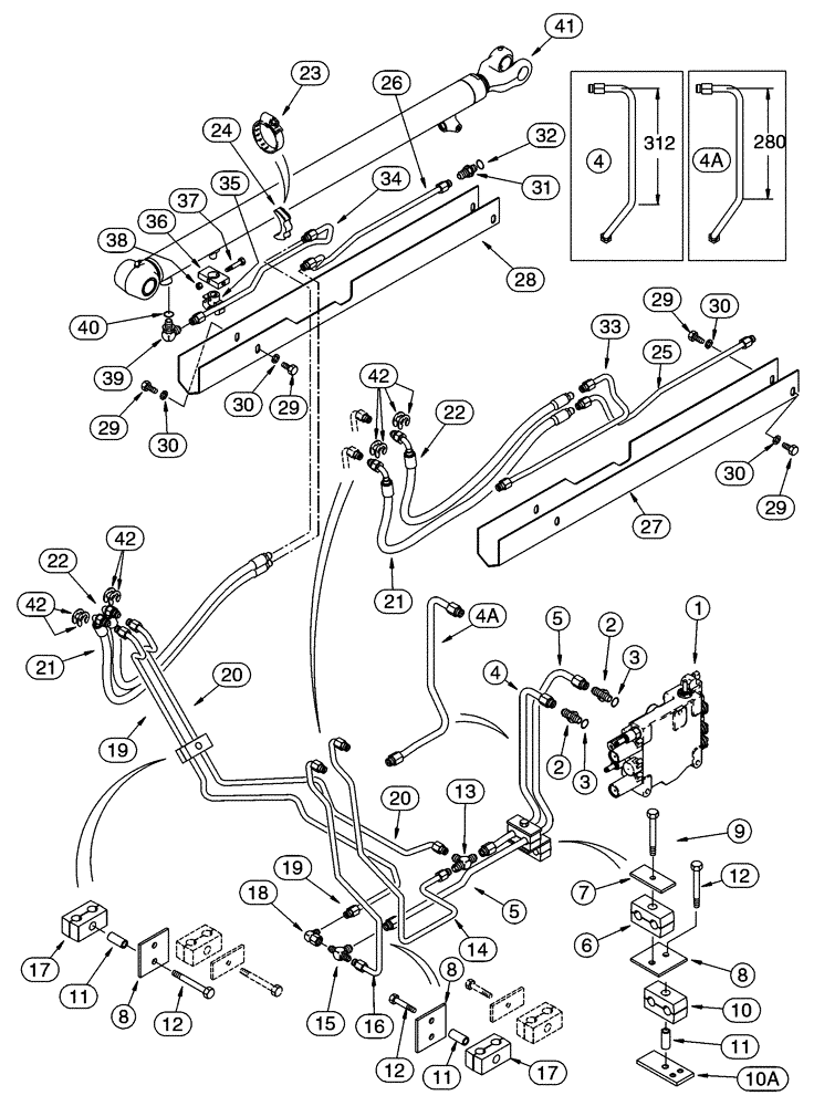 Схема запчастей Case 90XT - (08-01) - HYDRAULICS LOADER LIFT, WITH LIFT CYLINDER WITH MOUNTING POST (08) - HYDRAULICS