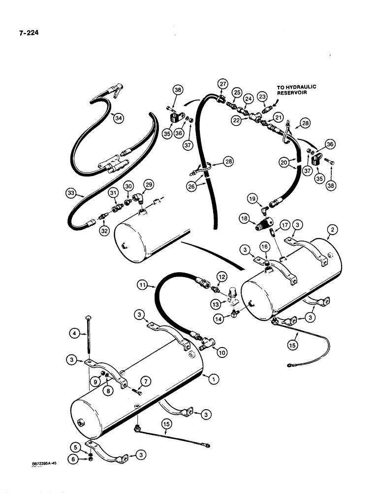 Схема запчастей Case W36 - (7-224) - AIR RESERVOIRS AND RELATED PARTS (07) - BRAKES