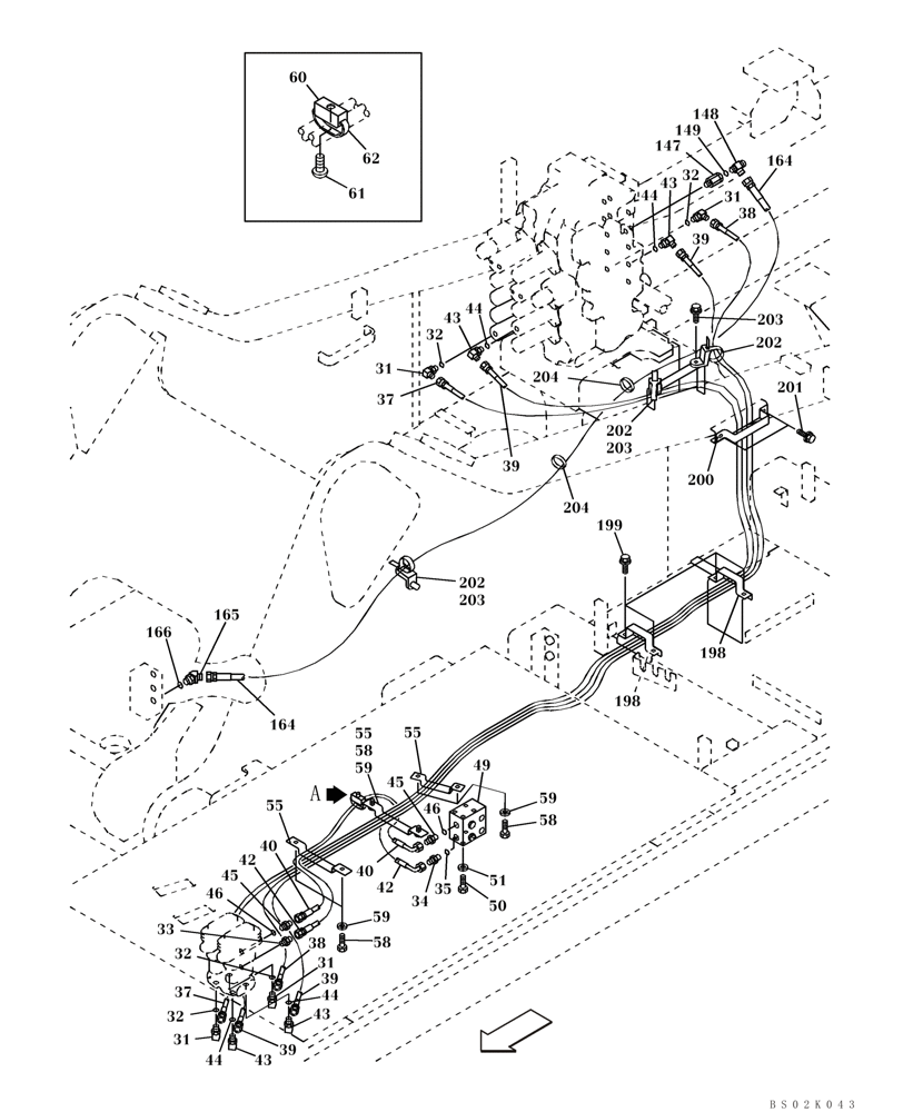 Схема запчастей Case CX330 - (08-032-01[01]) - PILOT CONTROL LINES, TRAVEL - MODELS WITH LOAD HOLD & CONTROL SELECTOR VALVE (08) - HYDRAULICS