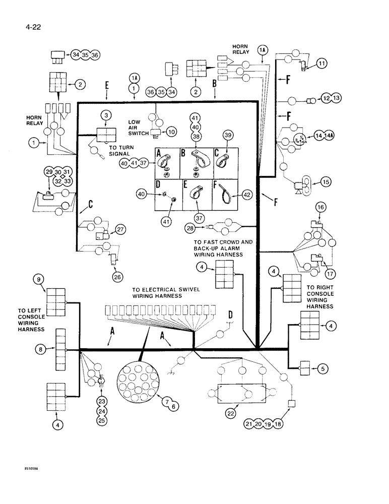 Схема запчастей Case 1086B - (4-022) - CAB AND TURNTABLE ELECTRICAL HARNESS (04) - ELECTRICAL SYSTEMS