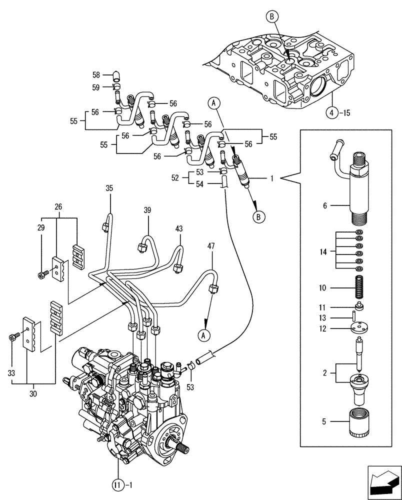 Схема запчастей Case CX50B - (08-013) - FUEL INJECTION VALVE (10) - ENGINE