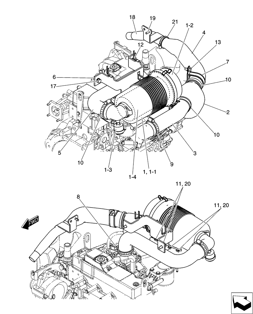 Схема запчастей Case CX50B - (01-013) - CLEANER ASSY, AIR, CAB (10) - ENGINE