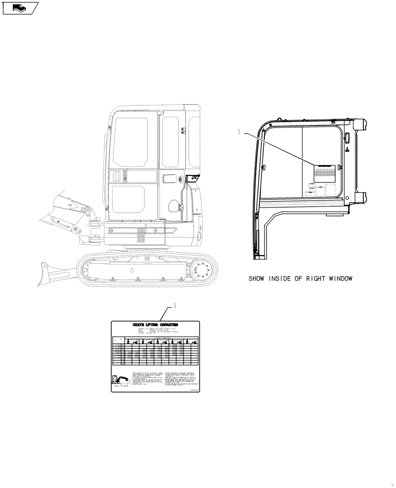 Схема запчастей Case CX27B ASN - (90.108.19) - NAME PLATE INSTALL (LONG ARM) (90) - PLATFORM, CAB, BODYWORK AND DECALS