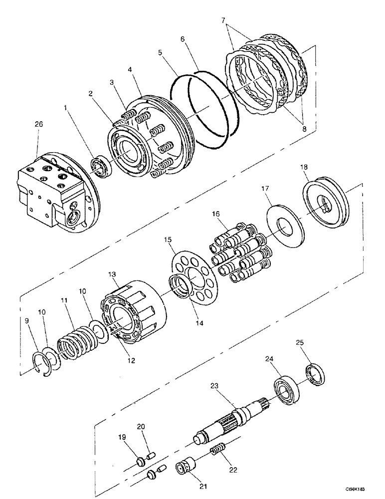 Схема запчастей Case 9007B - (7-06) - TRAVEL HYDRAULIC MOTOR (07) - BRAKES