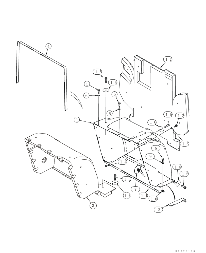 Схема запчастей Case 90XT - (09-30) - CANOPY, ROPS - HEAT SHIELD (09) - CHASSIS