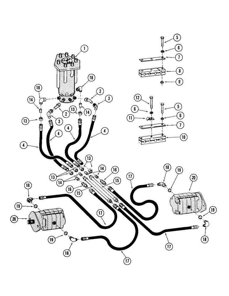 Схема запчастей Case 980 - (176) - SWIVEL TO DRIVE MOTORS (07) - HYDRAULIC SYSTEM