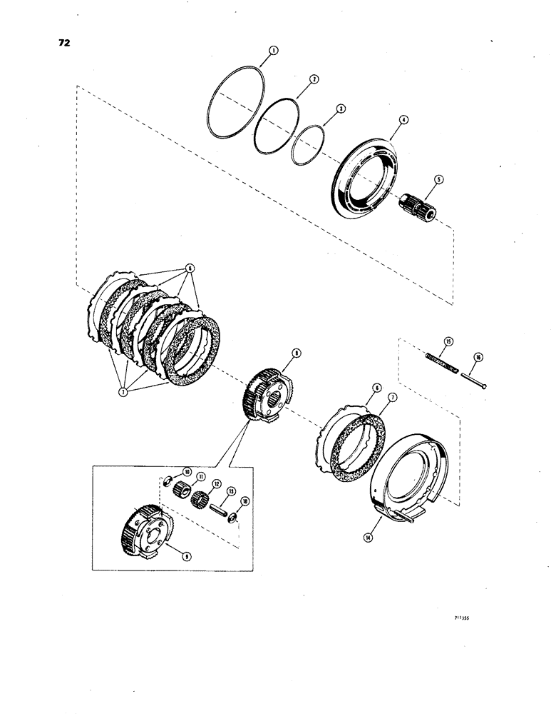 Схема запчастей Case W24B - (072) - TRANSMISSION, REVERSE CLUTCH AND PLANETARY (06) - POWER TRAIN