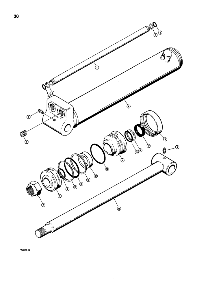 Схема запчастей Case D100XR - (9-30) - H607713 BOOM AND DIPPER ARM CYLINDER, LANTEX NO. 2904-BL (GLAND RETAINED BY THREADED CAP) 