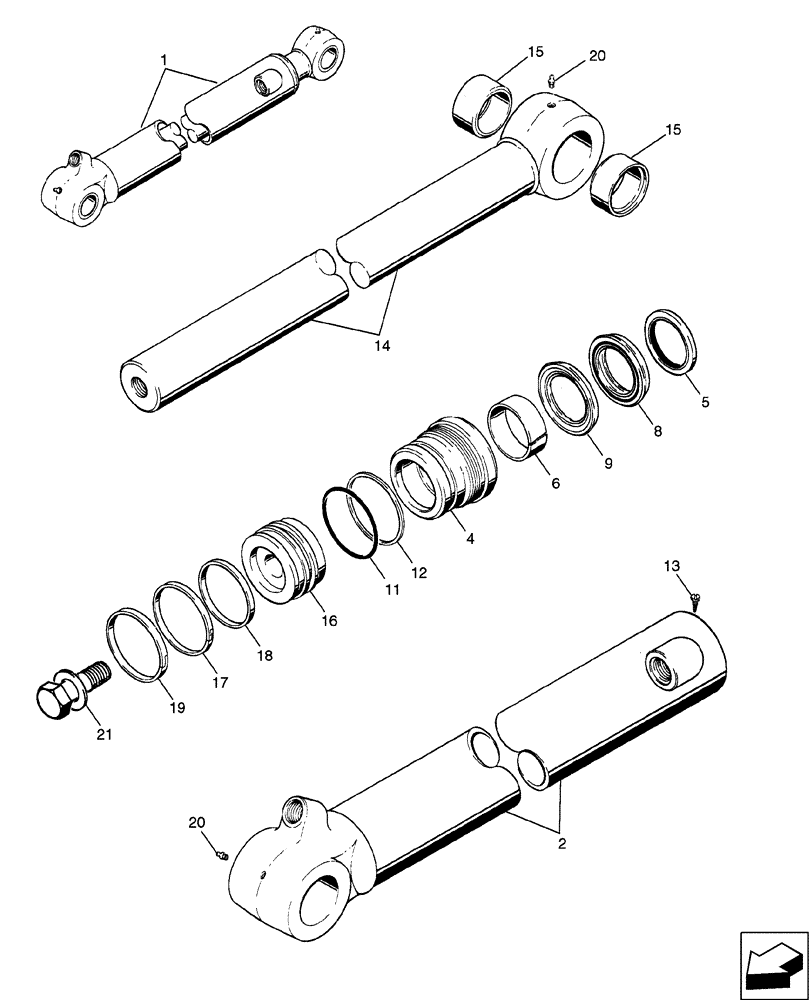 Схема запчастей Case 580SM - (35.738.02) - CYLINDER ASSY - BACKHOE BUCKET (35) - HYDRAULIC SYSTEMS