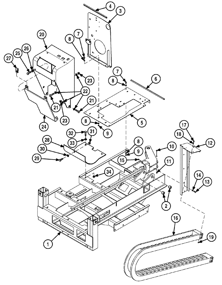 Схема запчастей Case 6010 - (09-17) - CHASSIS COVERS (90) - PLATFORM, CAB, BODYWORK AND DECALS