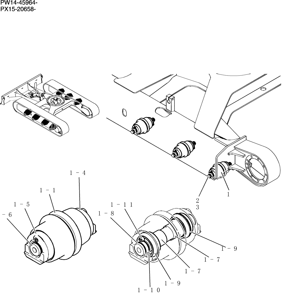 Схема запчастей Case CX31B - (366-01[1]) - ROLLER ASSEMBLY TRACK (56) - GRAPE HARVESTER SHAKERS