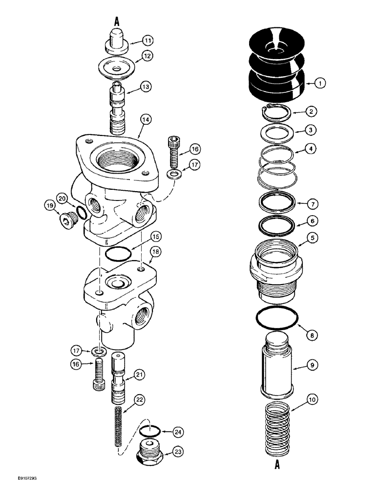 Схема запчастей Case 621B - (7-23A) - BRAKE VALVE (07) - BRAKES