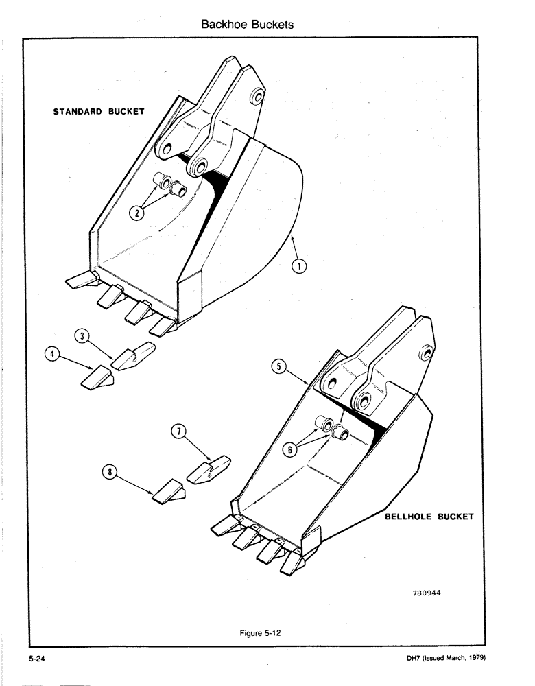 Схема запчастей Case DH7 - (5-24) - BACKHOE BUCKETS (84) - BOOMS, DIPPERS & BUCKETS