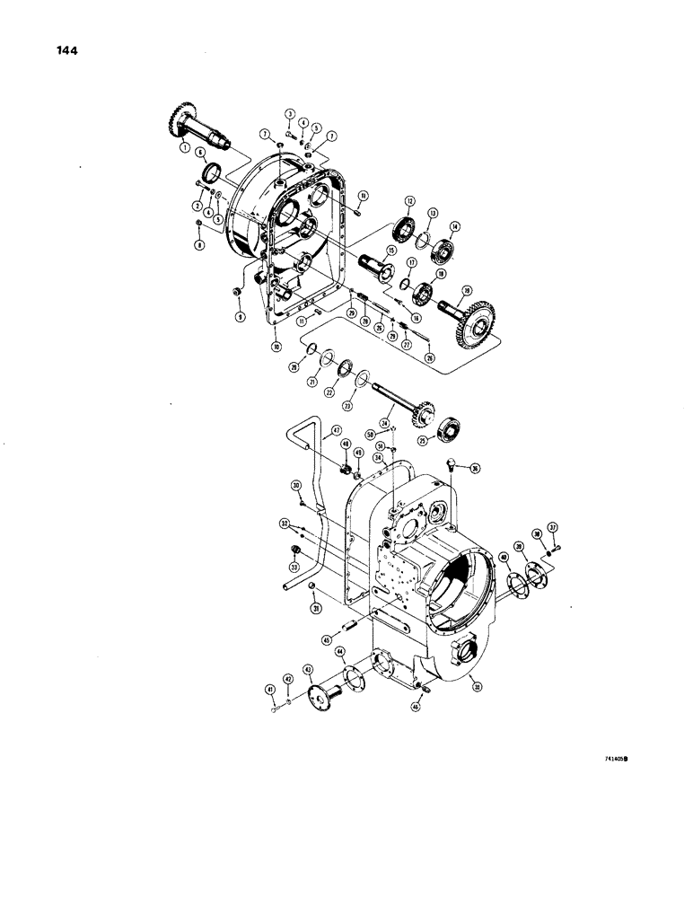 Схема запчастей Case W24B - (144) - TRANSMISSION, TORQUE CONVERTER HOUSING, GEARS AND TRANSMISSION HOUSING (06) - POWER TRAIN