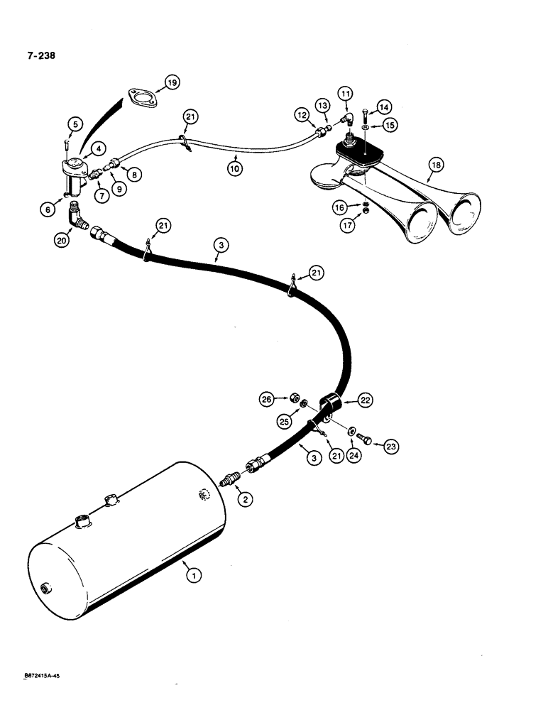 Схема запчастей Case W36 - (7-238) - AIR HORN SYSTEM (07) - BRAKES