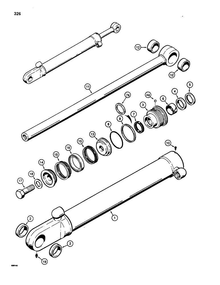 Схема запчастей Case W20 - (326) - G33592 AND G33593 TILT CYLINDERS, TWO PIECE PISTON AND 90 DEGREE PORTS (08) - HYDRAULICS