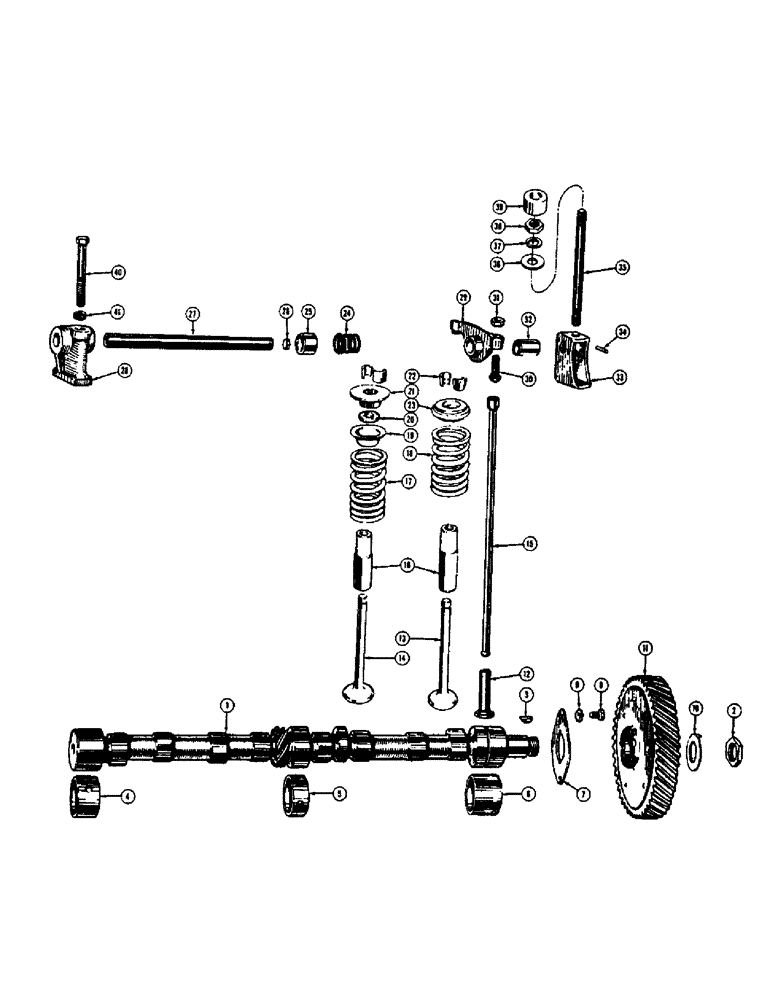 Схема запчастей Case 310C - (014) - CAMSHAFT, VALVES, PUSH RODS, AND GUIDES (01) - ENGINE