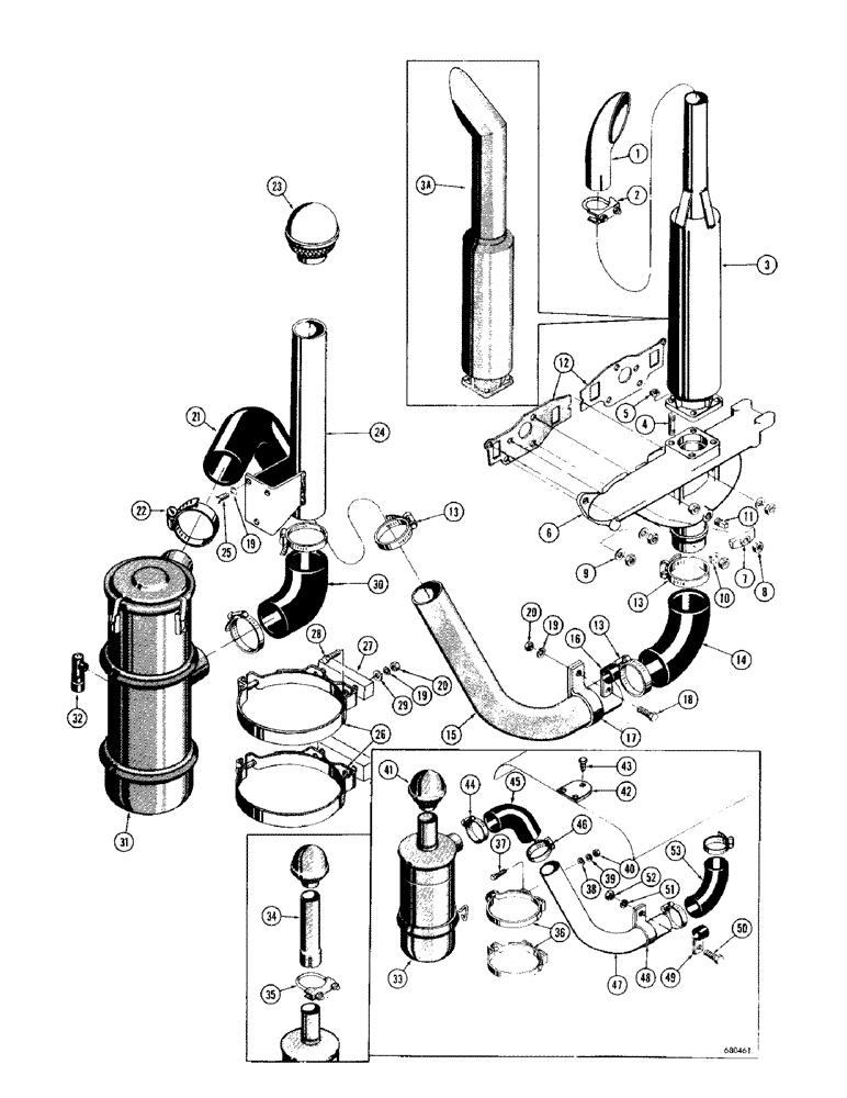 Схема запчастей Case 1000D - (048) - EXHAUST SYSTEM AND AIR CLEANER (01) - ENGINE