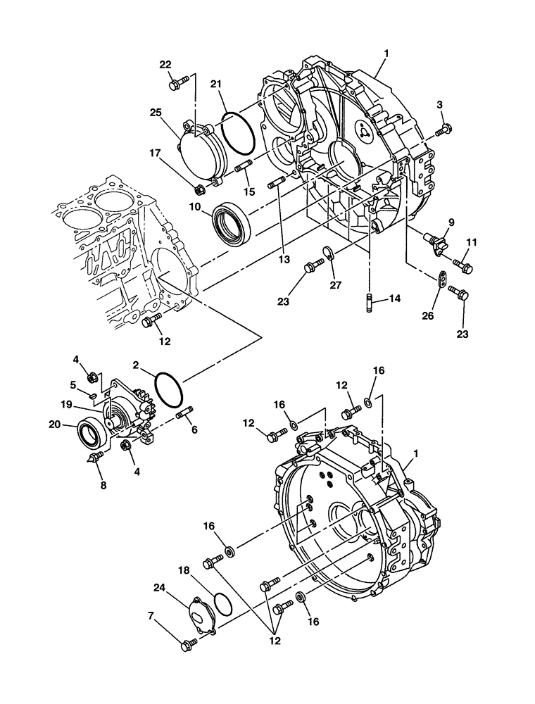 Схема запчастей Case CX350 - (02-031-00[01]) - ENGINE FLYWHEEL HOUSING (03) - FUEL SYSTEM