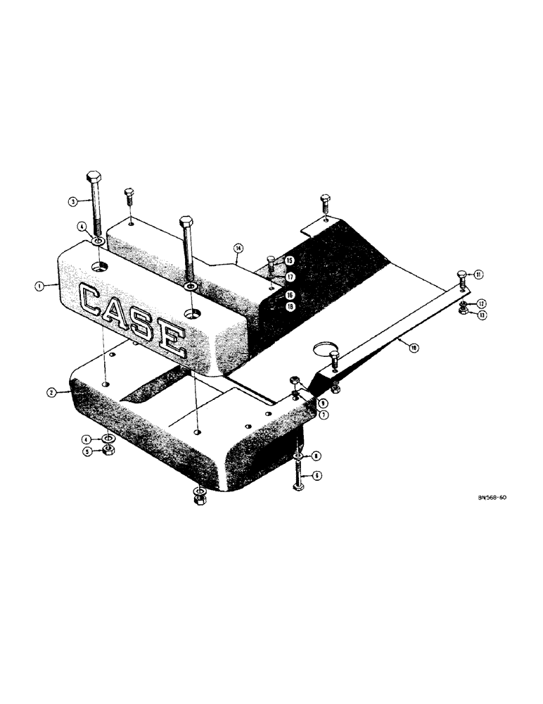 Схема запчастей Case 310D - (072[1]) - FRONT COUNTERWEIGHT, BUMPER, AND SPECIAL CRANKCASE GUARD (05) - UPPERSTRUCTURE CHASSIS