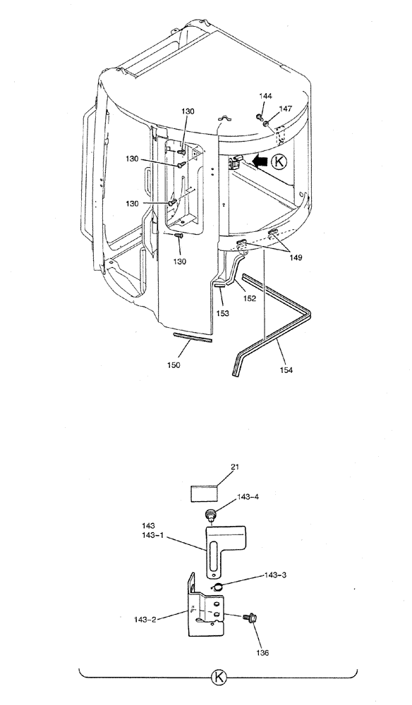 Схема запчастей Case CX27B PV13 - (01-050) - CAB ASSY (05) - SUPERSTRUCTURE