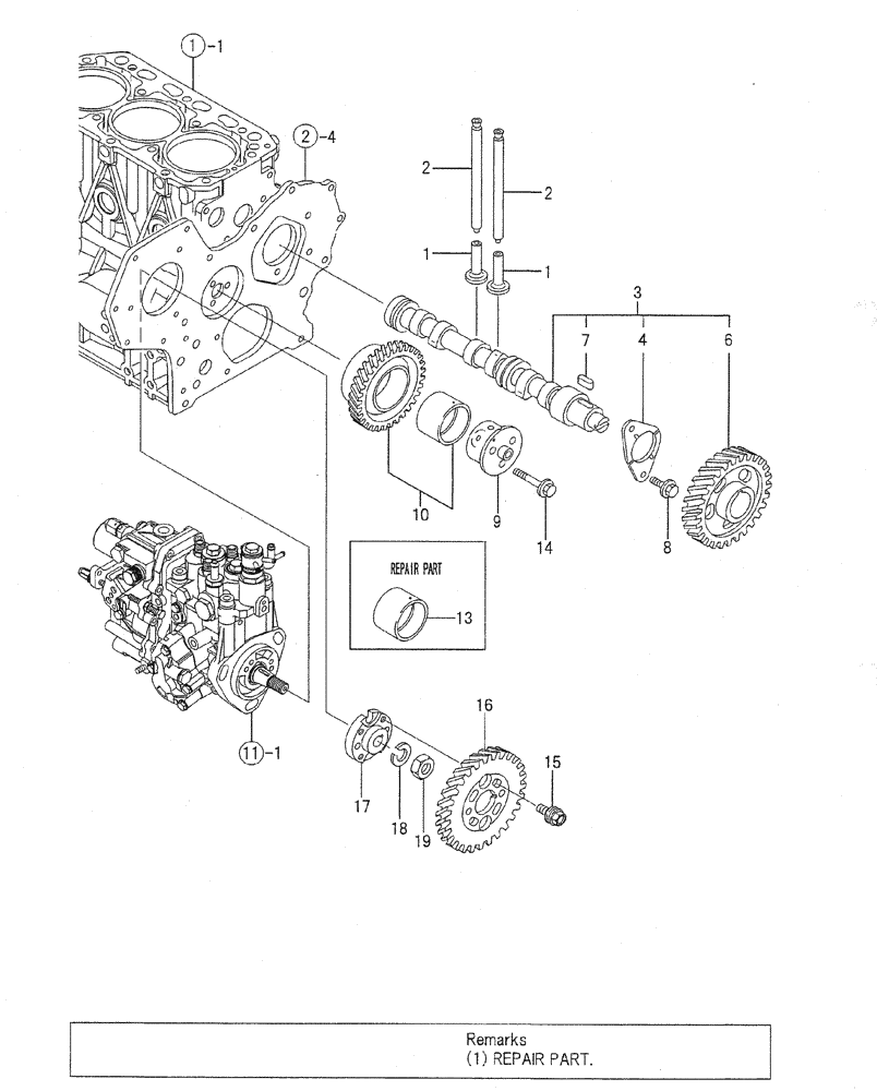 Схема запчастей Case CX31B - (08-007) - CAMSHAFT & DRIVING GEAR (10) - ENGINE