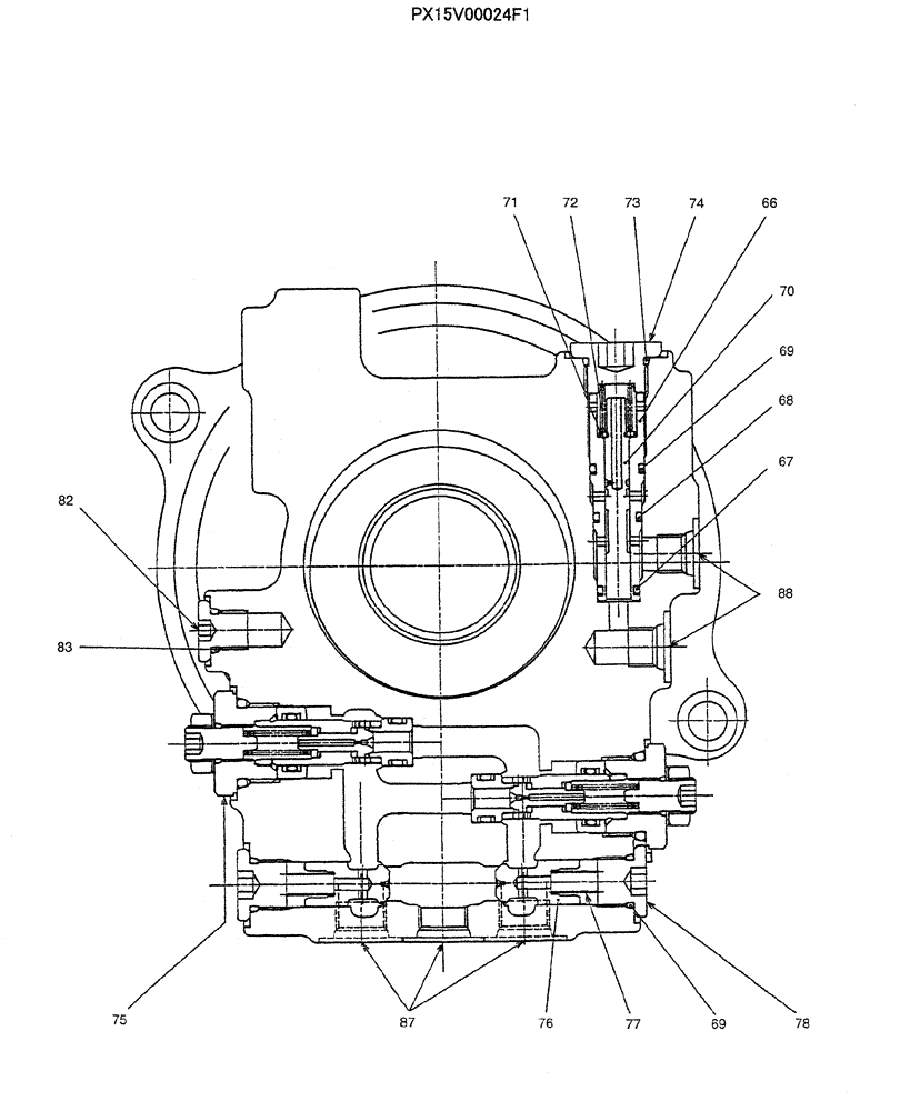 Схема запчастей Case CX31B - (07-017) - MOTOR ASSY (SWING), P/N PX15V00024F1 (35) - HYDRAULIC SYSTEMS