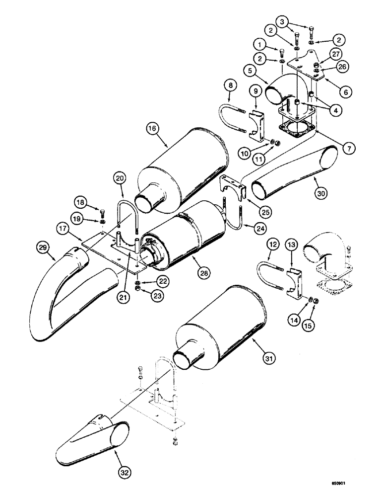 Схема запчастей Case W14FL - (064) - EXHAUST SYSTEM, 26 BACKHOE ONLY (02) - ENGINE