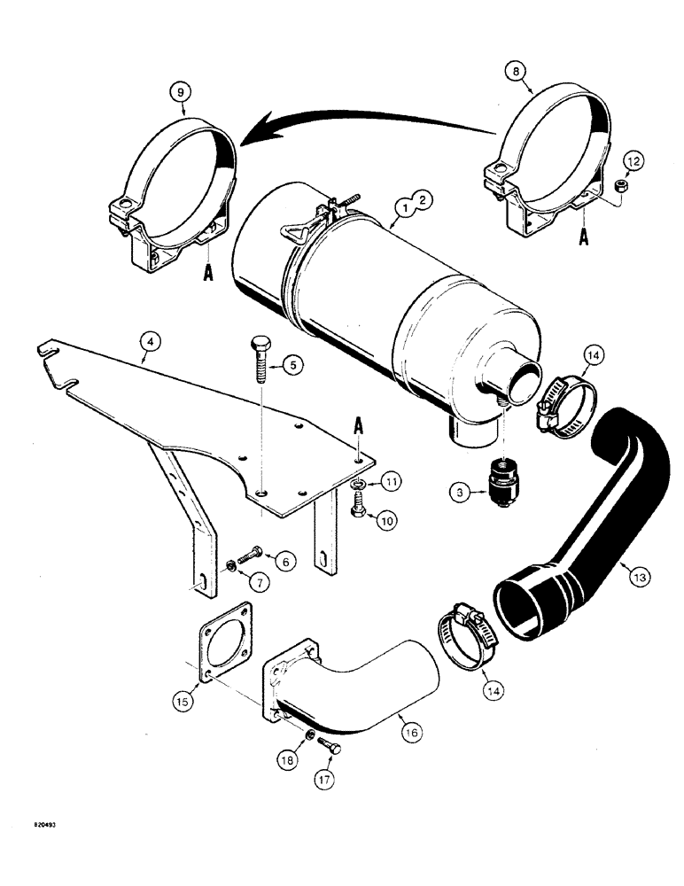 Схема запчастей Case W4 - (018) - AIR CLEANER AND AIR INTAKE PARTS, FOR 2.1 LITRE ENGINE, USED ON TRACTOR SN 1205397, 1205402 & AFTER (02) - ENGINE