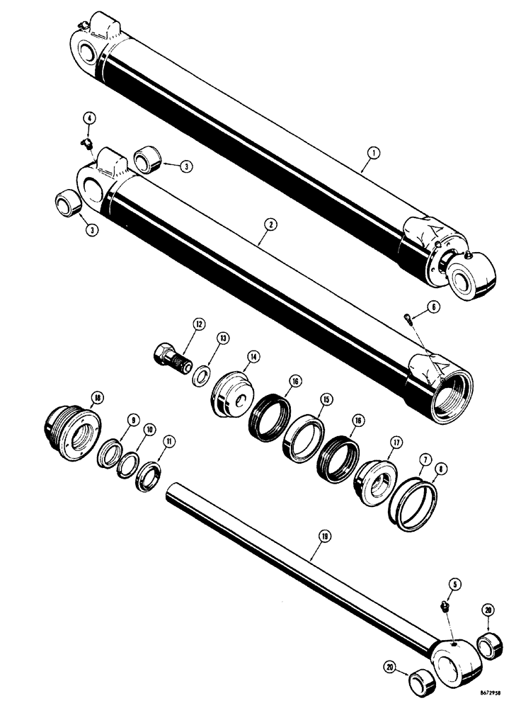 Схема запчастей Case 34 - (174) - D38491 AND D43575 BACKHOE CROWD CYLINDERS 