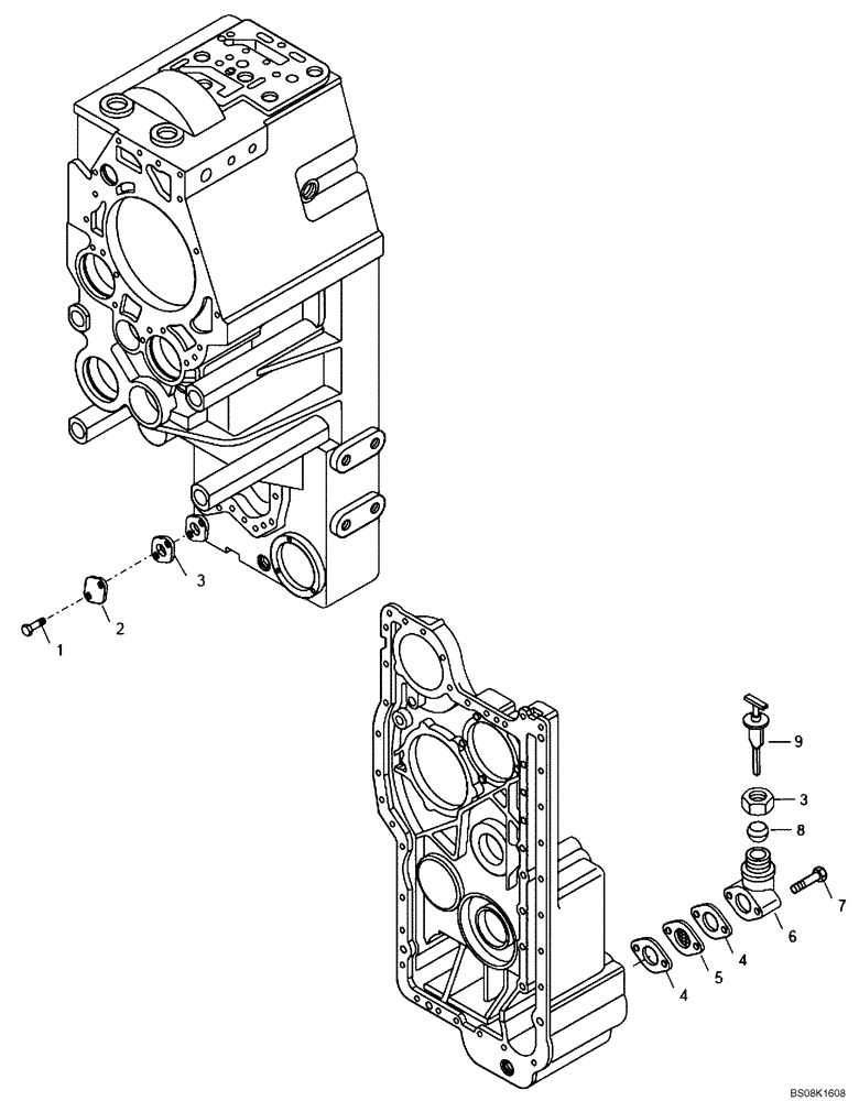 Схема запчастей Case 330B - (18A00001006[001]) - DIPSTICK AND NECK (P.I.N. HHD0330BN7PG57000 AND AFTER) (84168935) (03) - Converter / Transmission