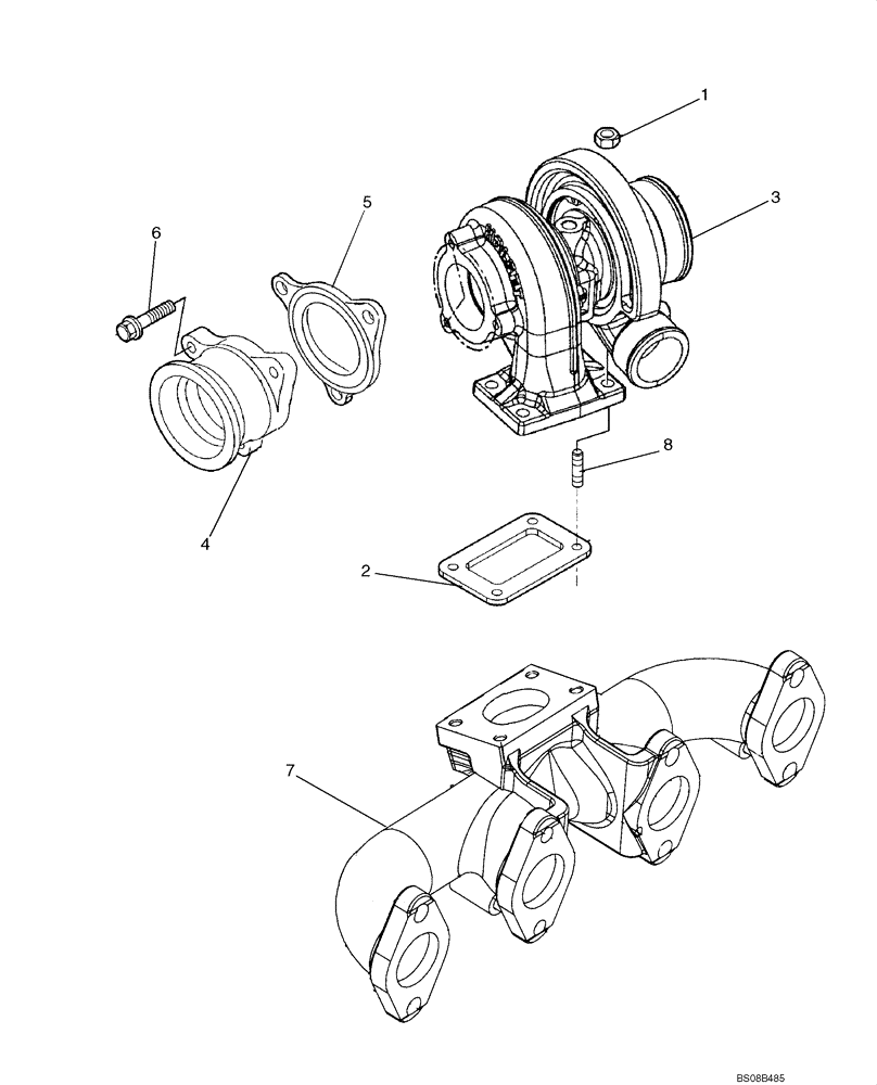 Схема запчастей Case 750L - (02-17[01]) - TURBOCHARGER (02) - ENGINE