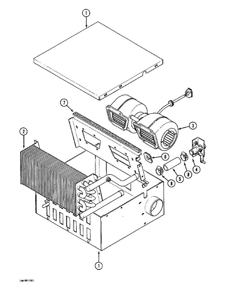 Схема запчастей Case 1088 - (4-30) - CAB HEATER, KYSOR IF USED (04) - ELECTRICAL SYSTEMS