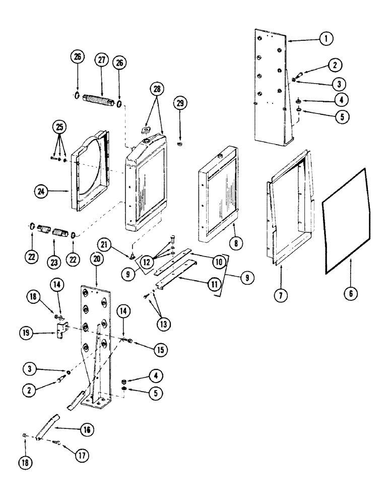 Схема запчастей Case 50 - (052) - RADIATOR, OIL COOLER & HOSES, (USED ON UNITS W/ SN. 6279926-6280344) (SN. 6279926 & AFTER) (10) - ENGINE