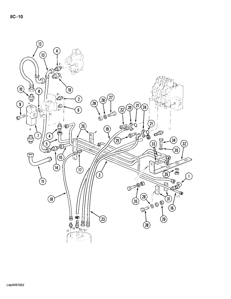 Схема запчастей Case 688 - (8C-10) - SWIVEL AND SWING MOTOR HYDRAULIC CIRCUIT, P.I.N. FROM 11654 AND AFTER (08) - HYDRAULICS