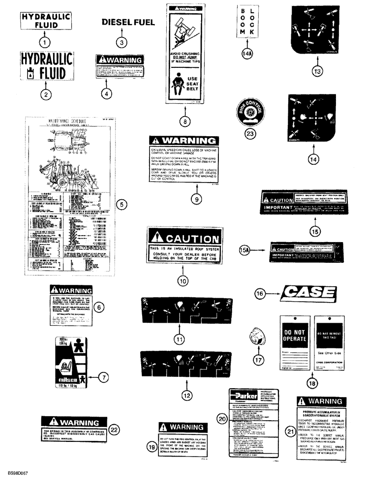 Схема запчастей Case 580SL - (9-156) - DECALS (09) - CHASSIS/ATTACHMENTS