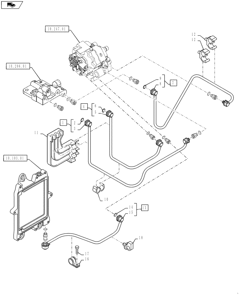 Схема запчастей Case 921F - (10.218.01) - FUEL LINES & RELATED PARTS (10) - ENGINE