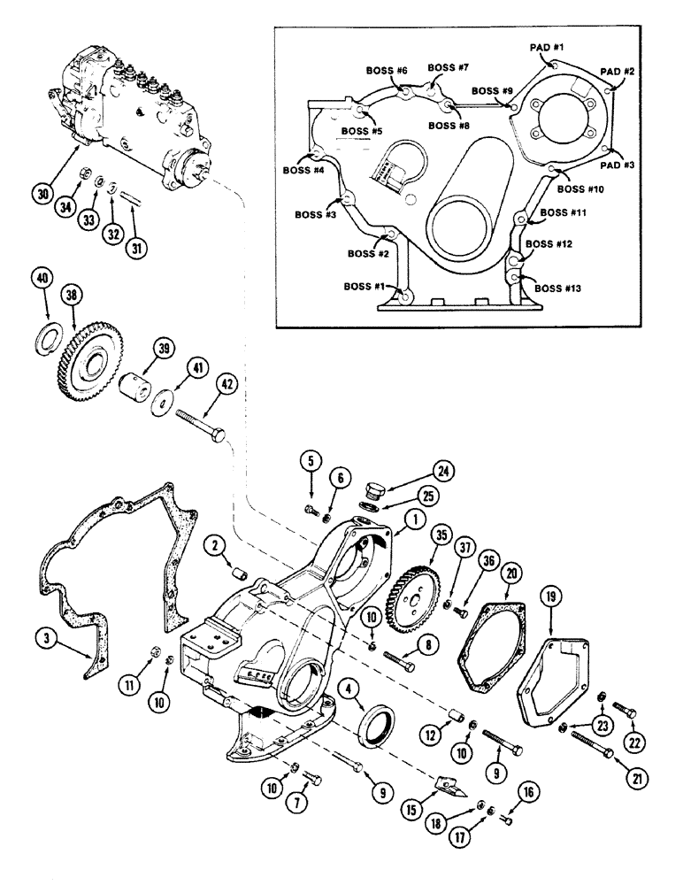 Схема запчастей Case 40 - (036) - TIMING GEAR COVER, 504BDT ENGINE (10) - ENGINE